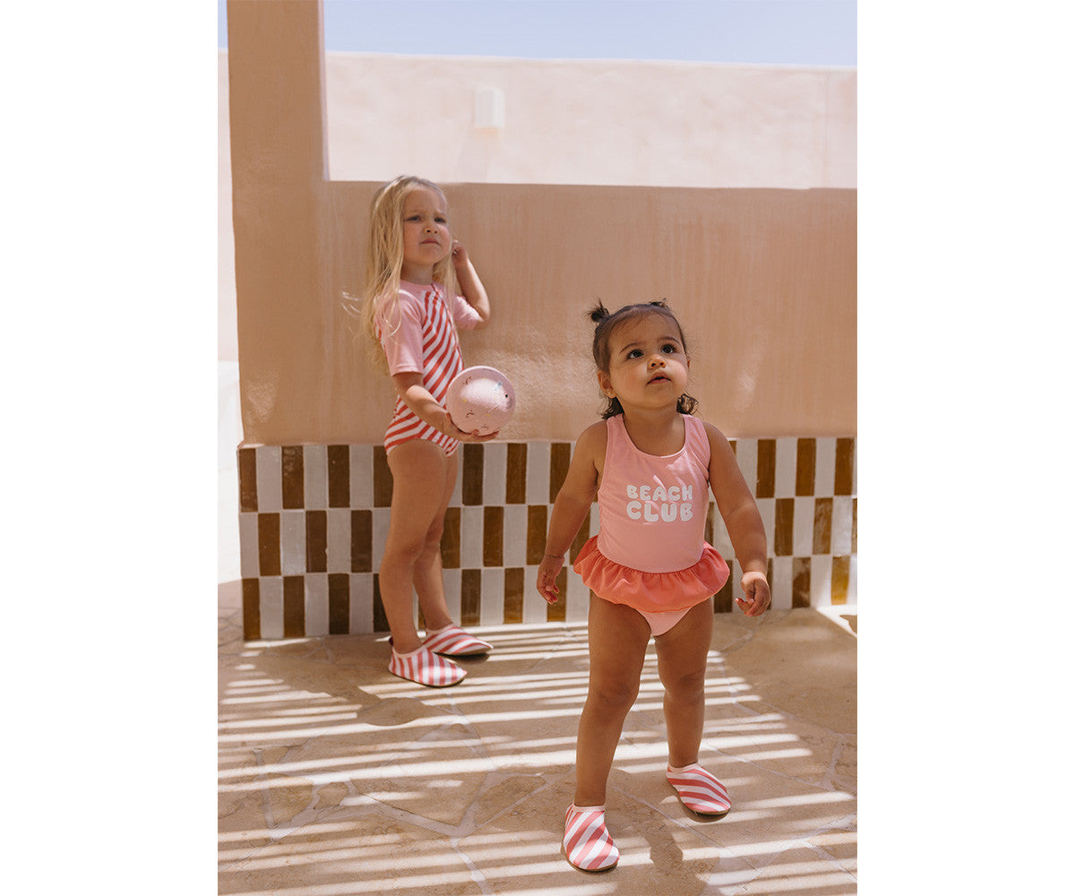 Fato de Banho com folhos Stripes Bloom & Blush | Monneka