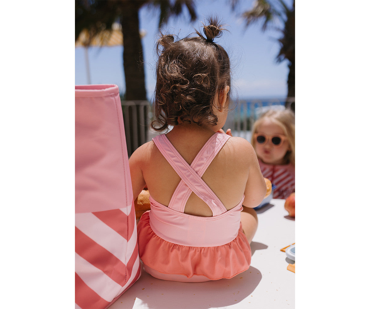 Fato de Banho com folhos Stripes Bloom & Blush | Monneka