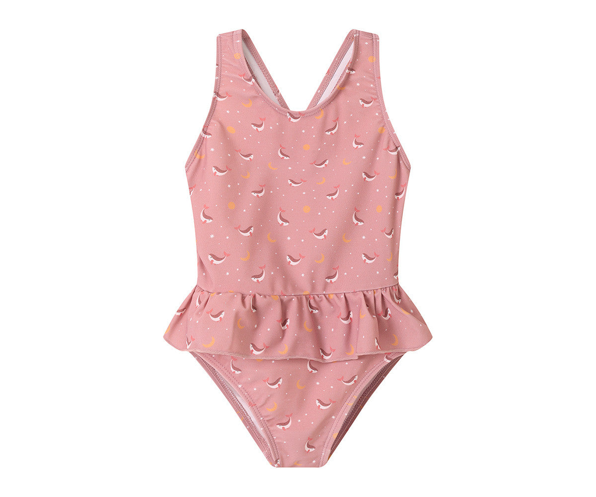 Fato de Banho com folhos Whale Pink | Monneka