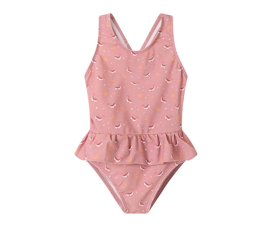 Fato de Banho com folhos Whale Pink | Monneka