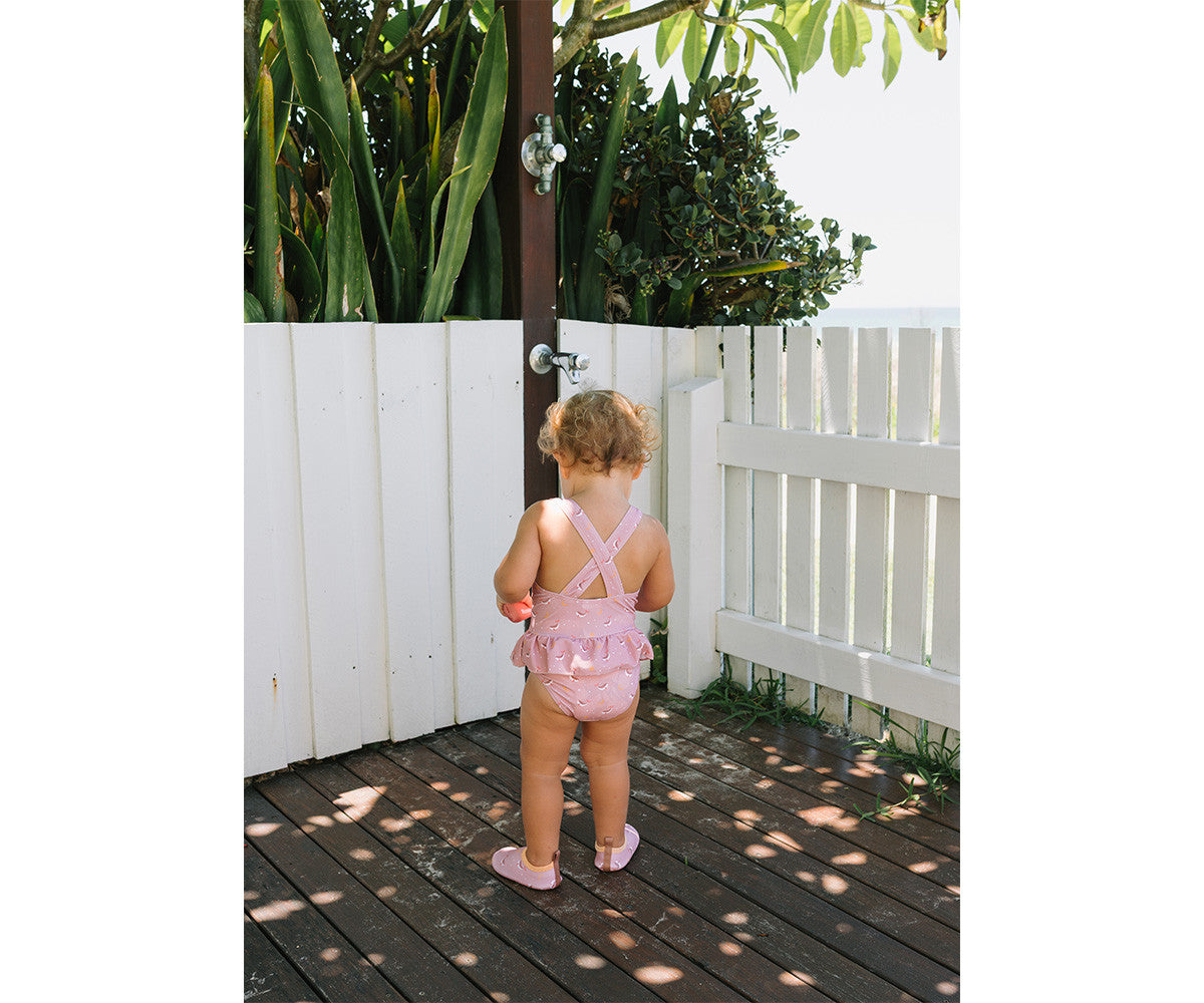 Fato de Banho com folhos Whale Pink | Monneka
