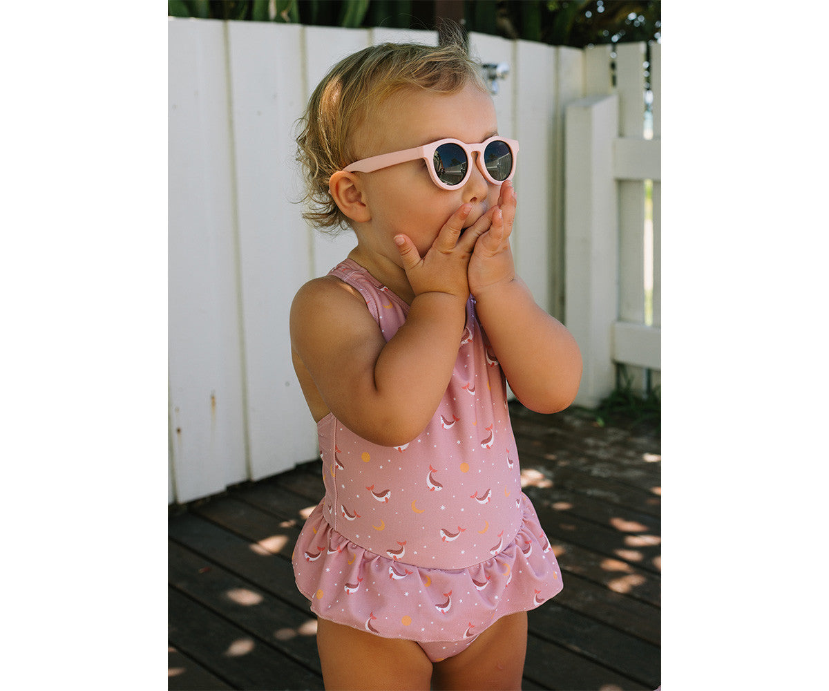 Fato de Banho com folhos Whale Pink | Monneka