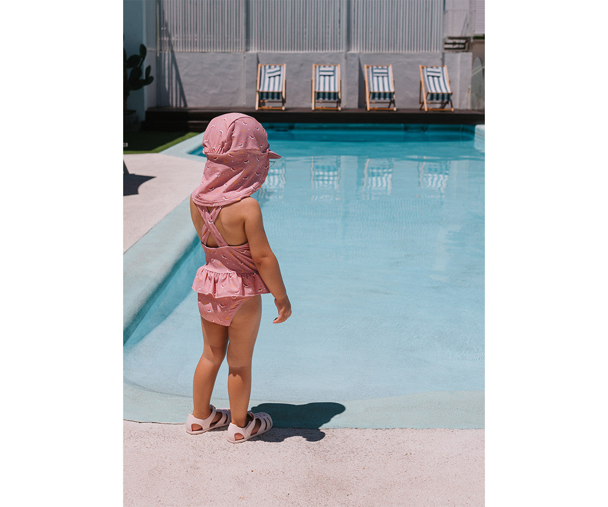 Fato de Banho com folhos Whale Pink | Monneka