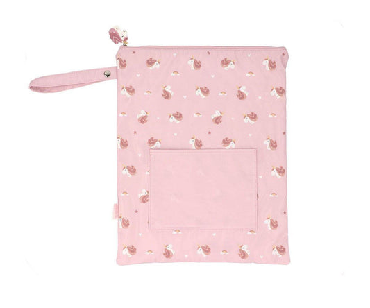 Saco impermeável para muda de roupa no padrão Magical unicorn da marca Tutete