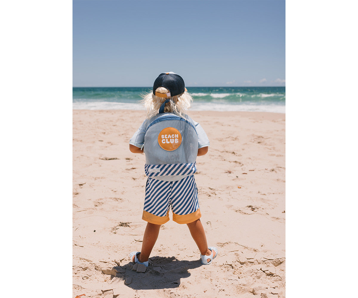 Mochila de Praia Infantil Anti-areia Stripes Blues & Beyond | Monneka