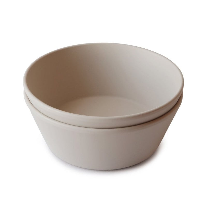 conjunto de duas tigelas para bebés e crianças na cor vanilla da marca mushie